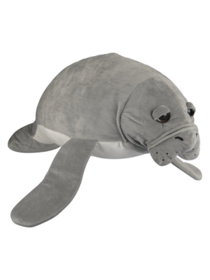 large grey manatee plush soft toy at dingle oceanworld aquarium gift shop
