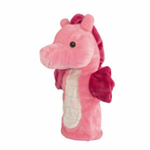 A bright pink seahorse made from recycled materials, by Nature Planet